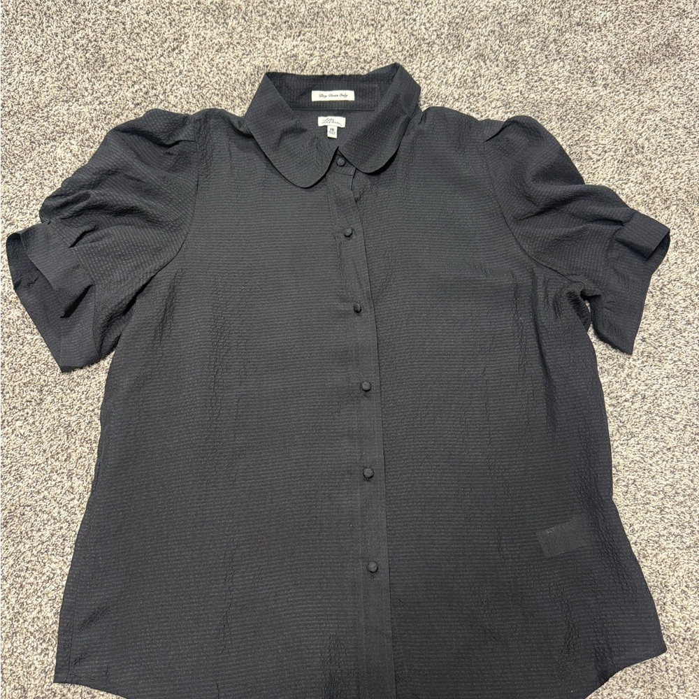 L.L. Bean 100% Silk Black Button-Down Shirt